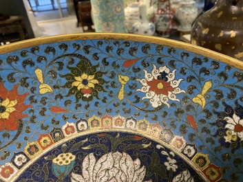 A Chinese cloisonn&eacute; 'dragon' bowl, Wanli mark but probably later